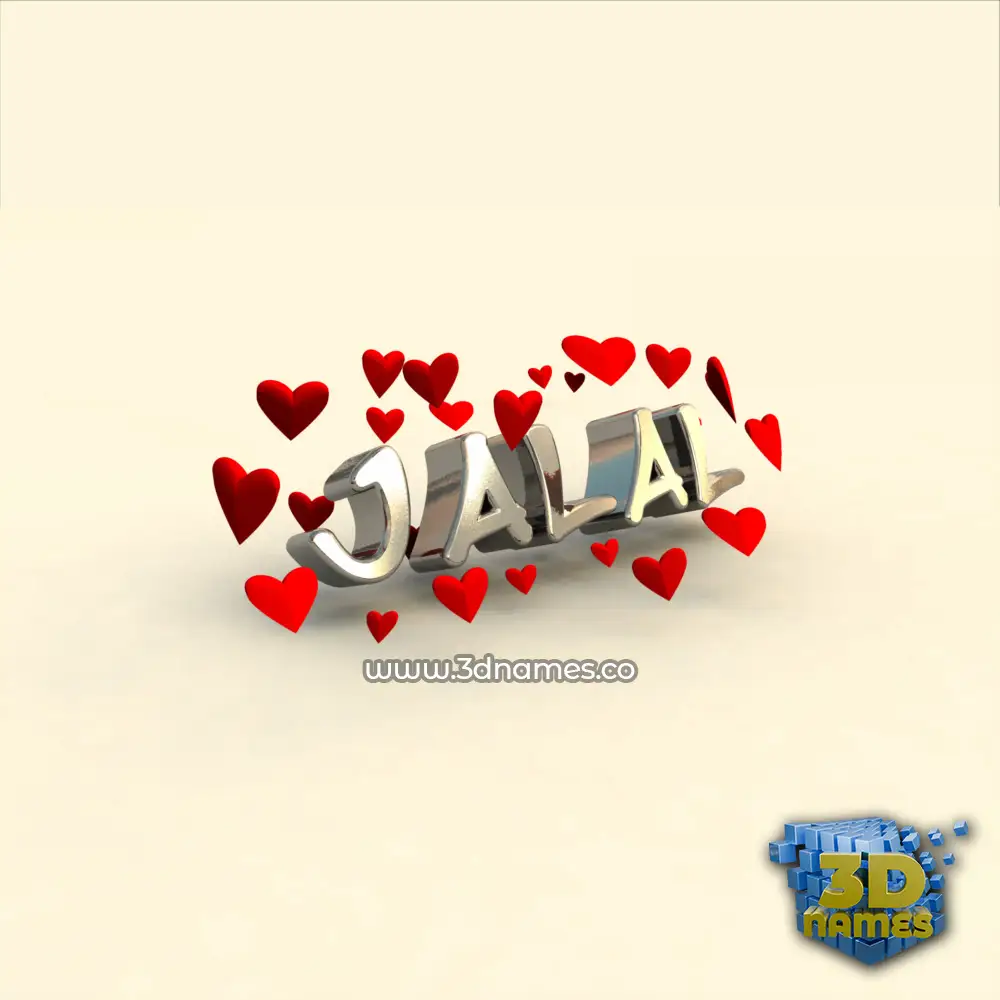 jalal in In Love style - 3D name wallpaper