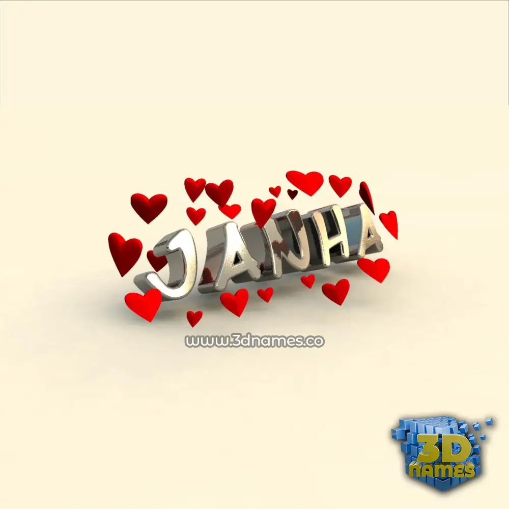 janha in In Love style - 3D name wallpaper