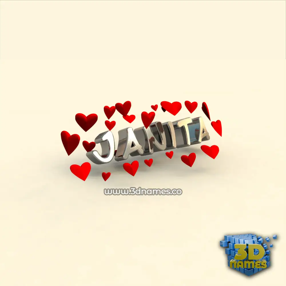 janita in In Love style - 3D name wallpaper
