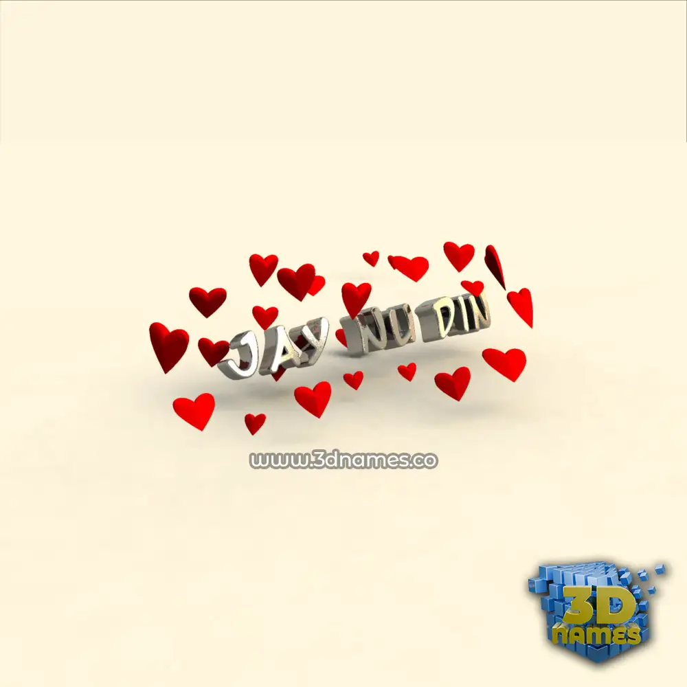 jay nu din in In Love style - 3D name wallpaper
