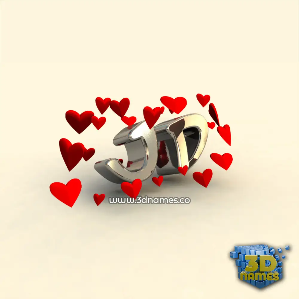 jd in In Love style - 3D name wallpaper