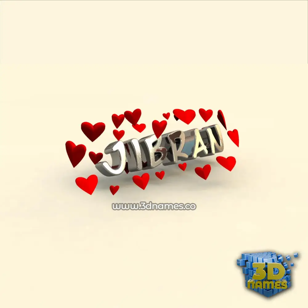 jibran in In Love style - 3D name wallpaper