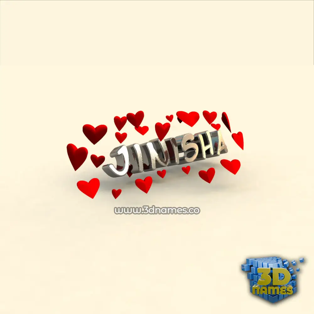 jinisha in In Love style - 3D name wallpaper