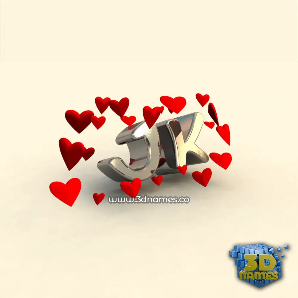 jk in In Love style - 3D name wallpaper