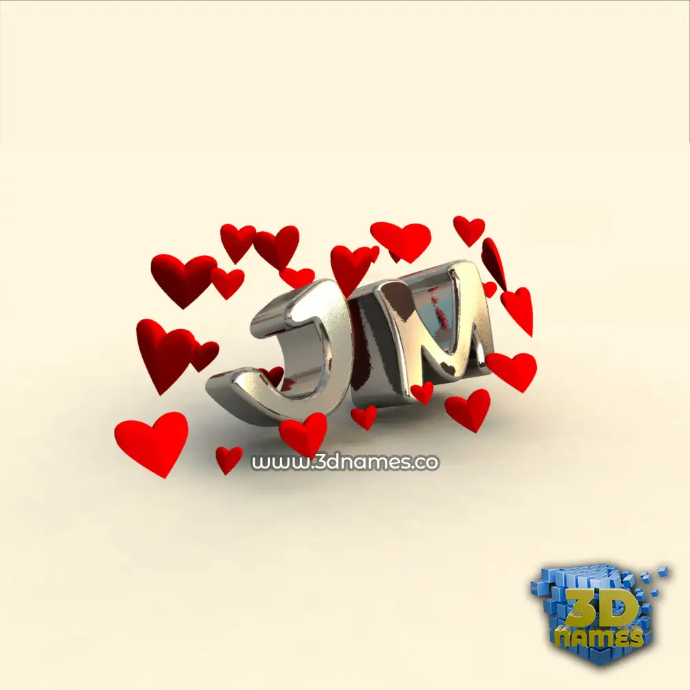 jm in In Love style - 3D name wallpaper