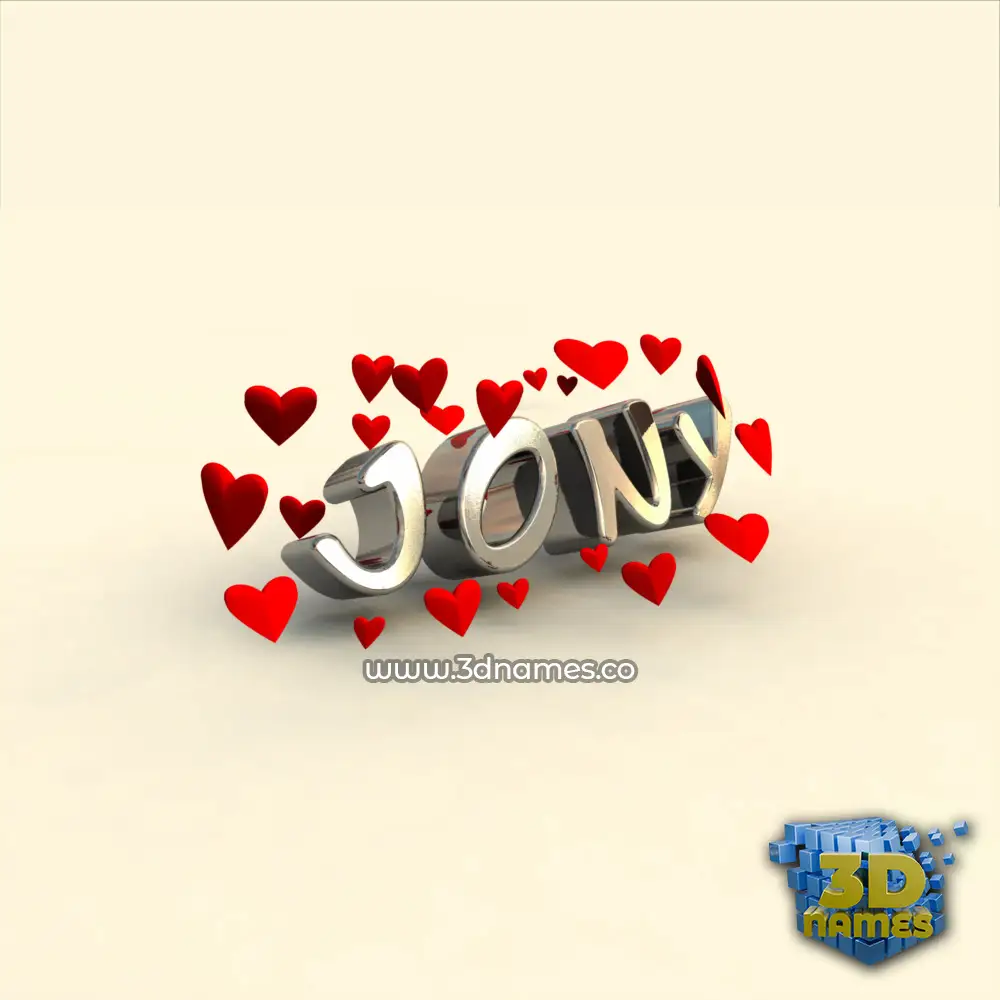 jony in In Love style - 3D name wallpaper
