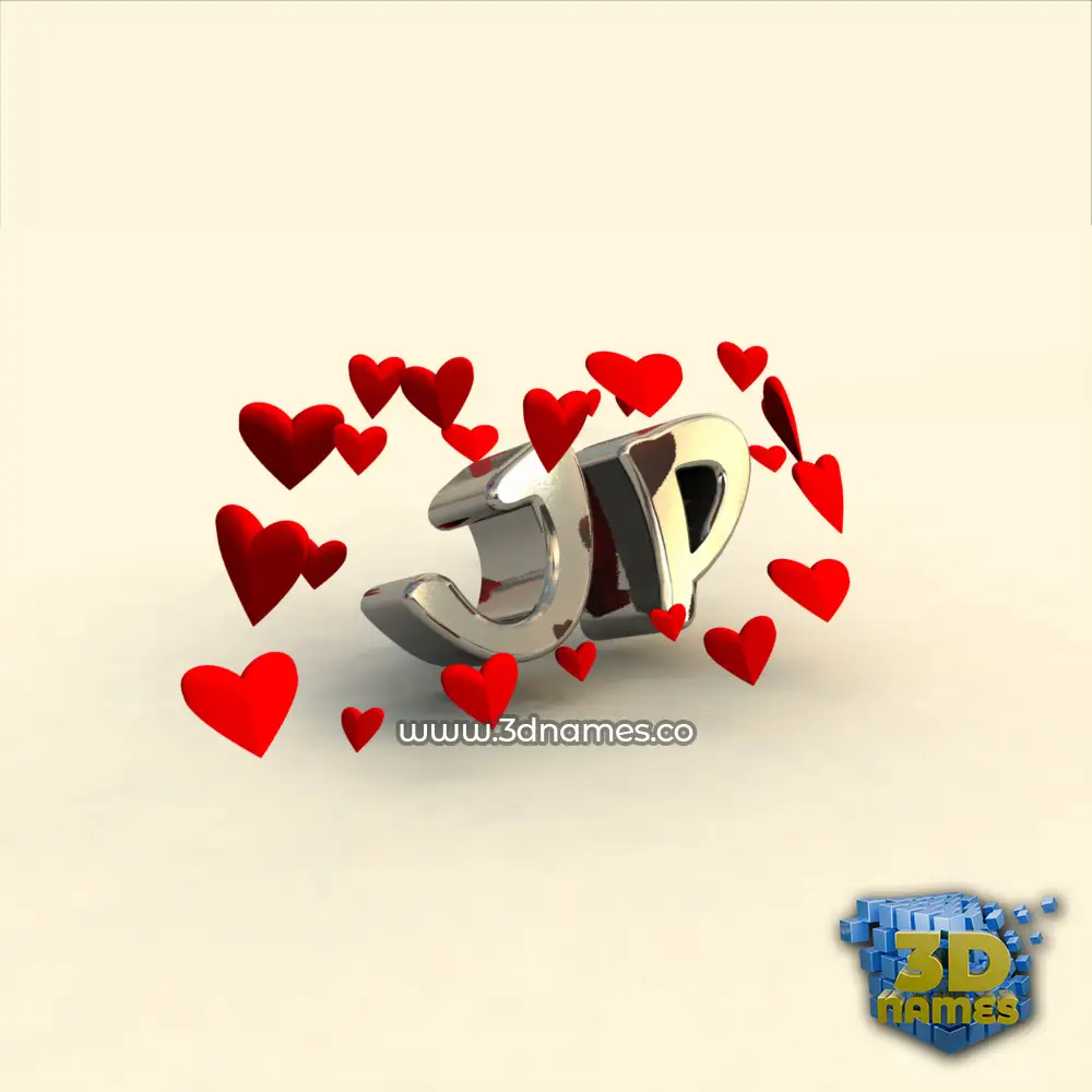 jp in In Love style - 3D name wallpaper