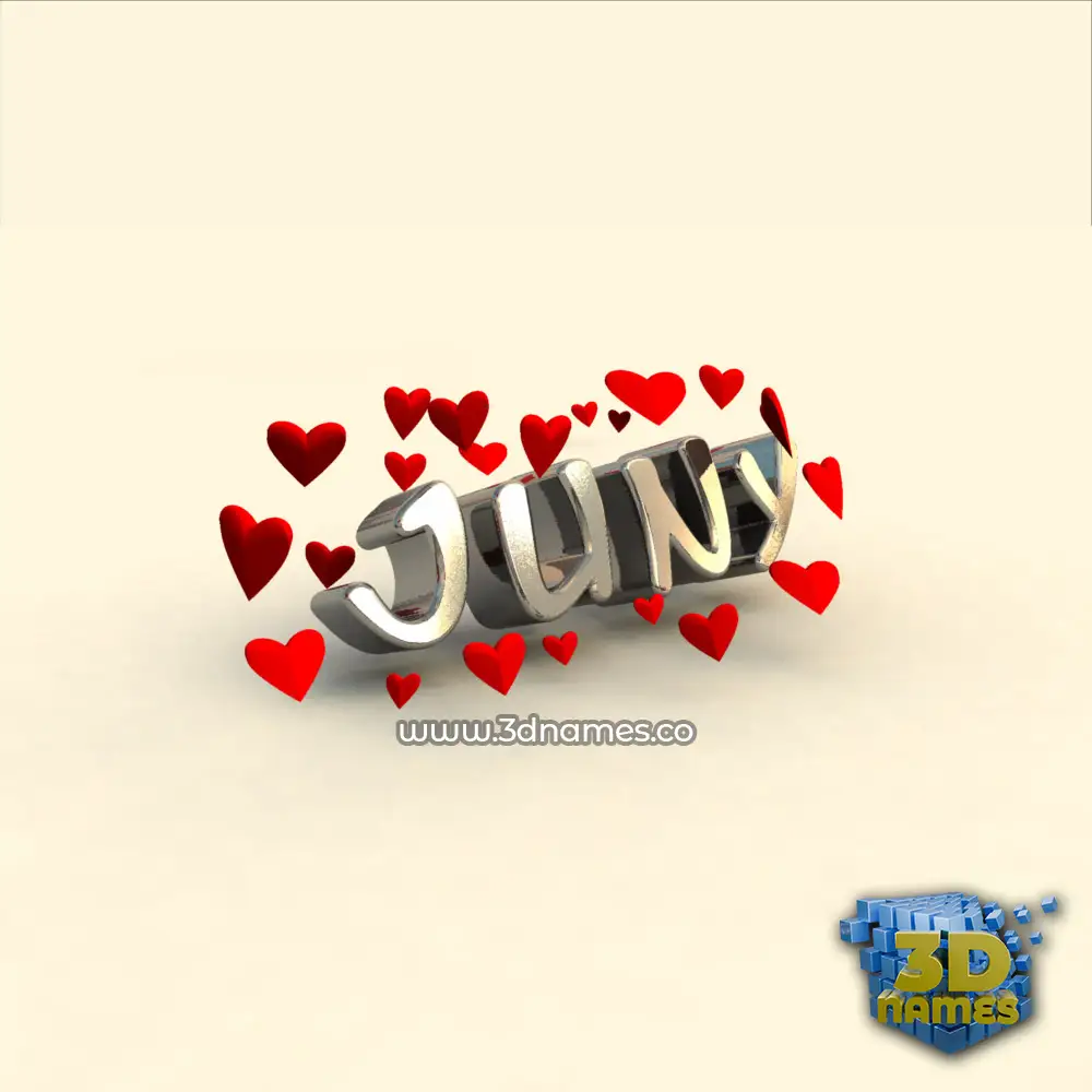 juny in In Love style - 3D name wallpaper
