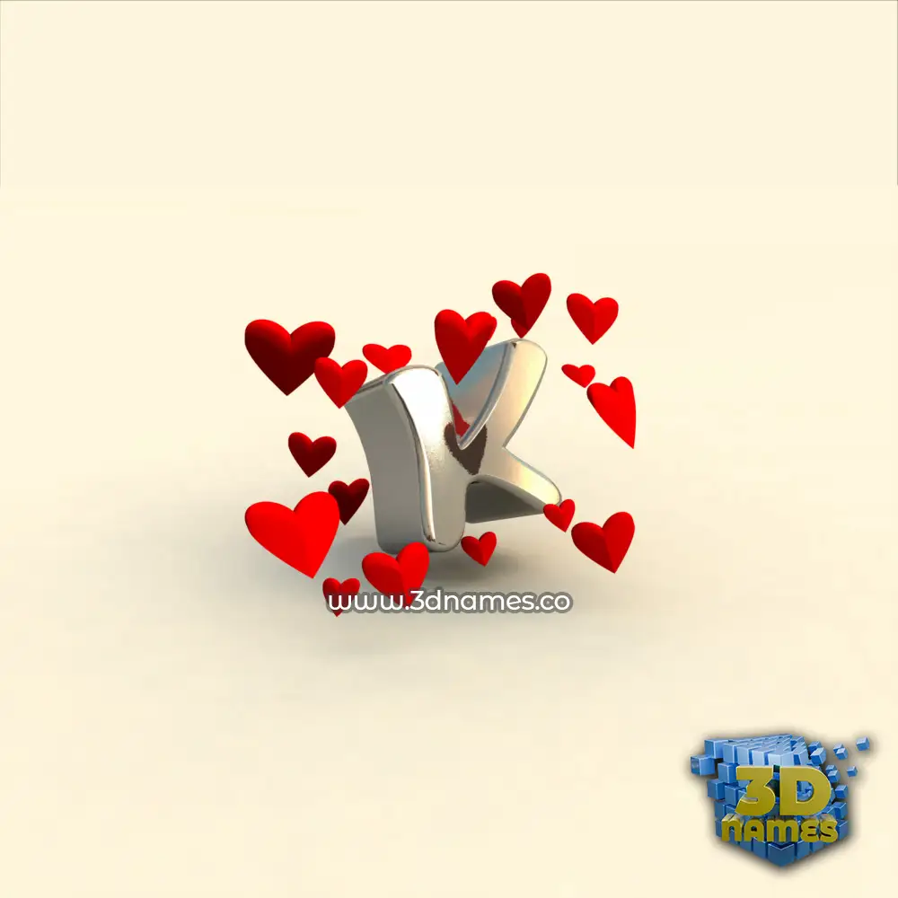 k in In Love style - 3D name wallpaper