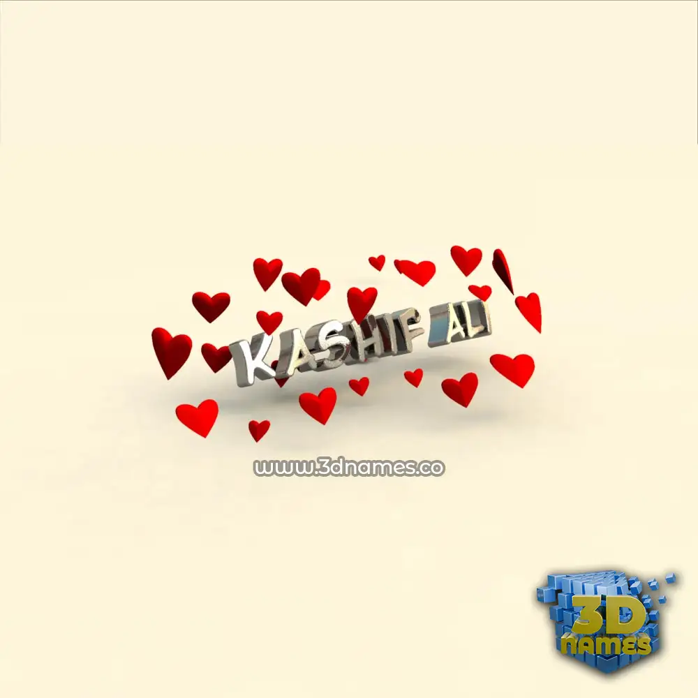 kashif ali in In Love style - 3D name wallpaper
