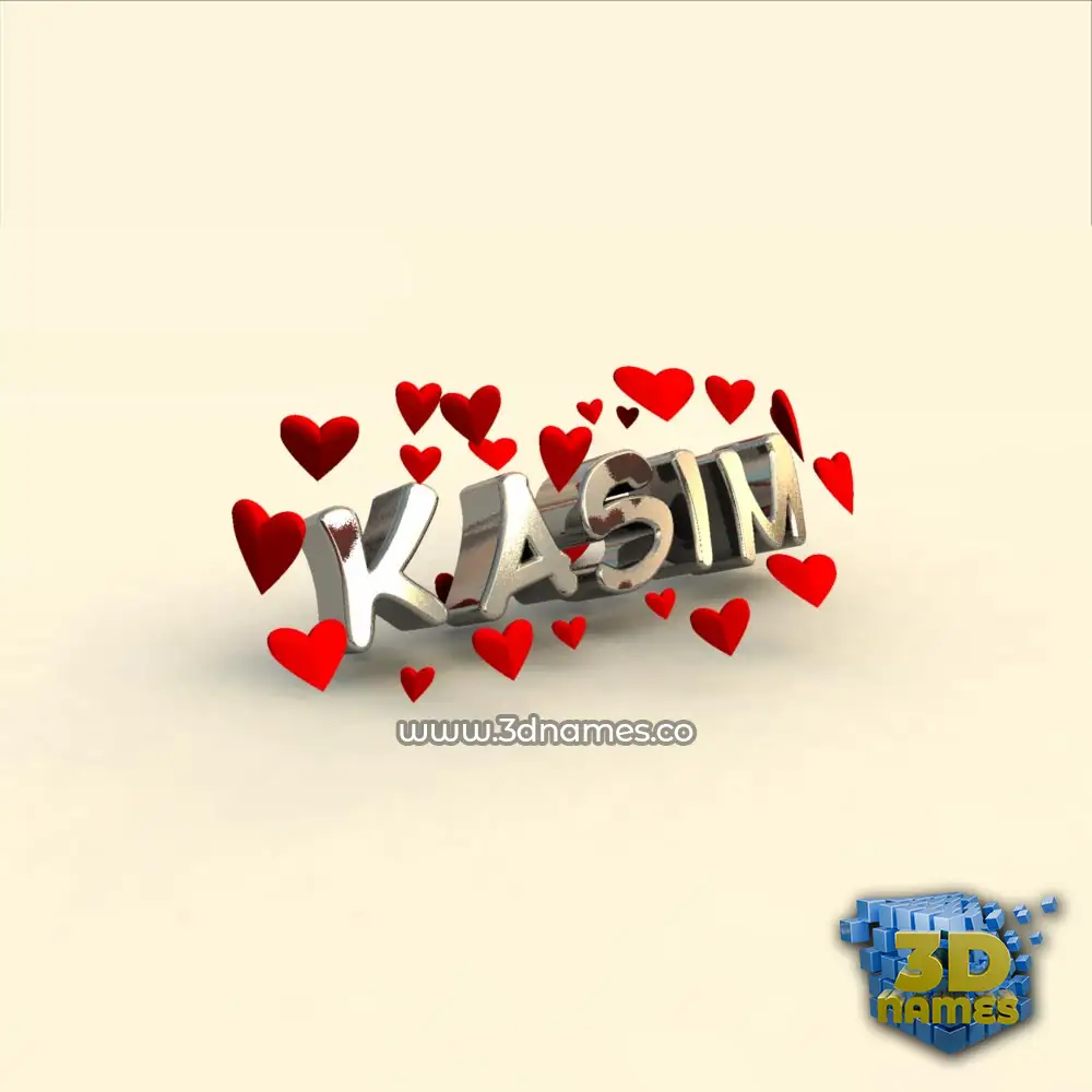 kasim in In Love style - 3D name wallpaper