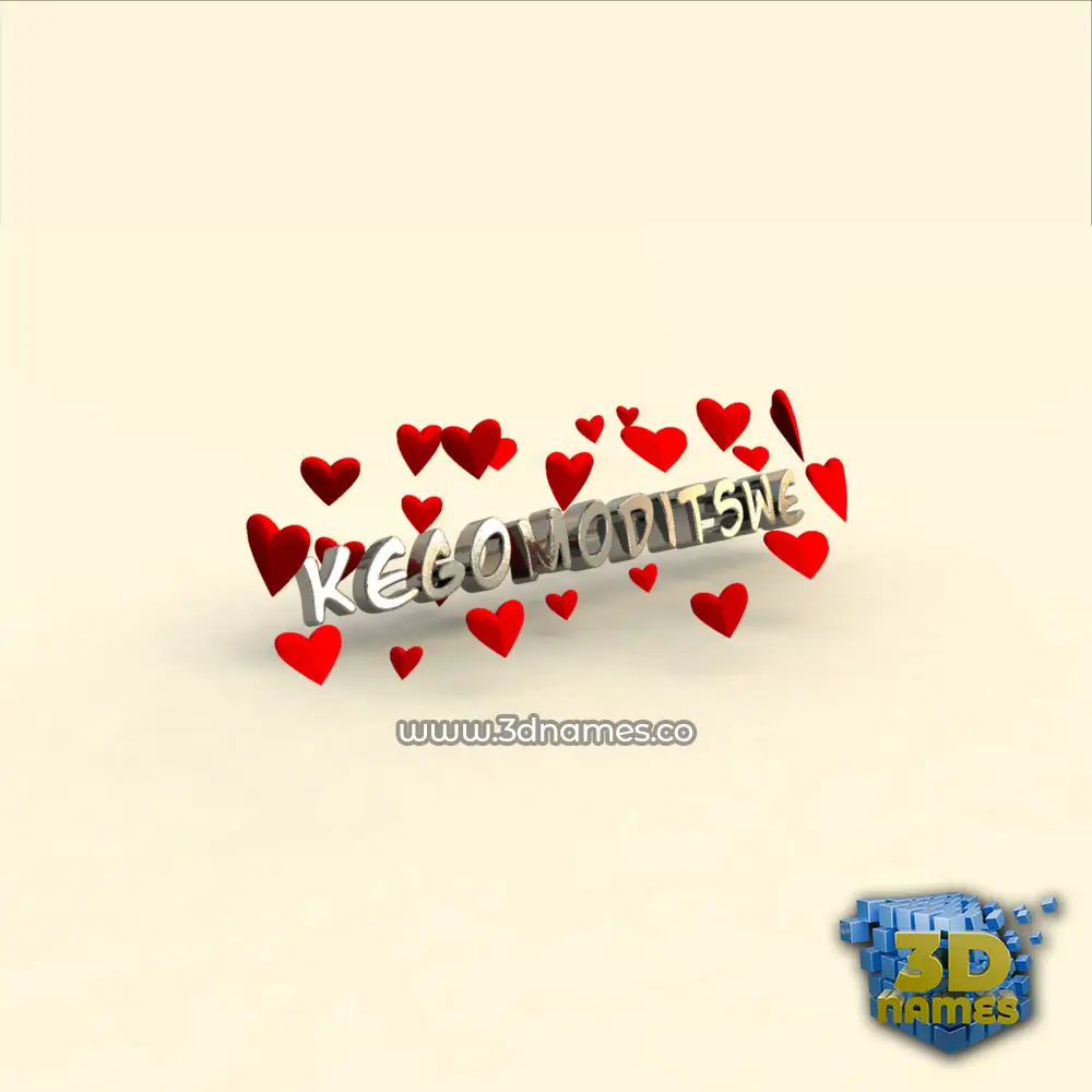 kegomoditswe in In Love style - 3D name wallpaper