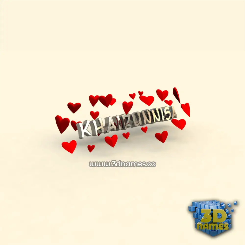 khairunnisa in In Love style - 3D name wallpaper