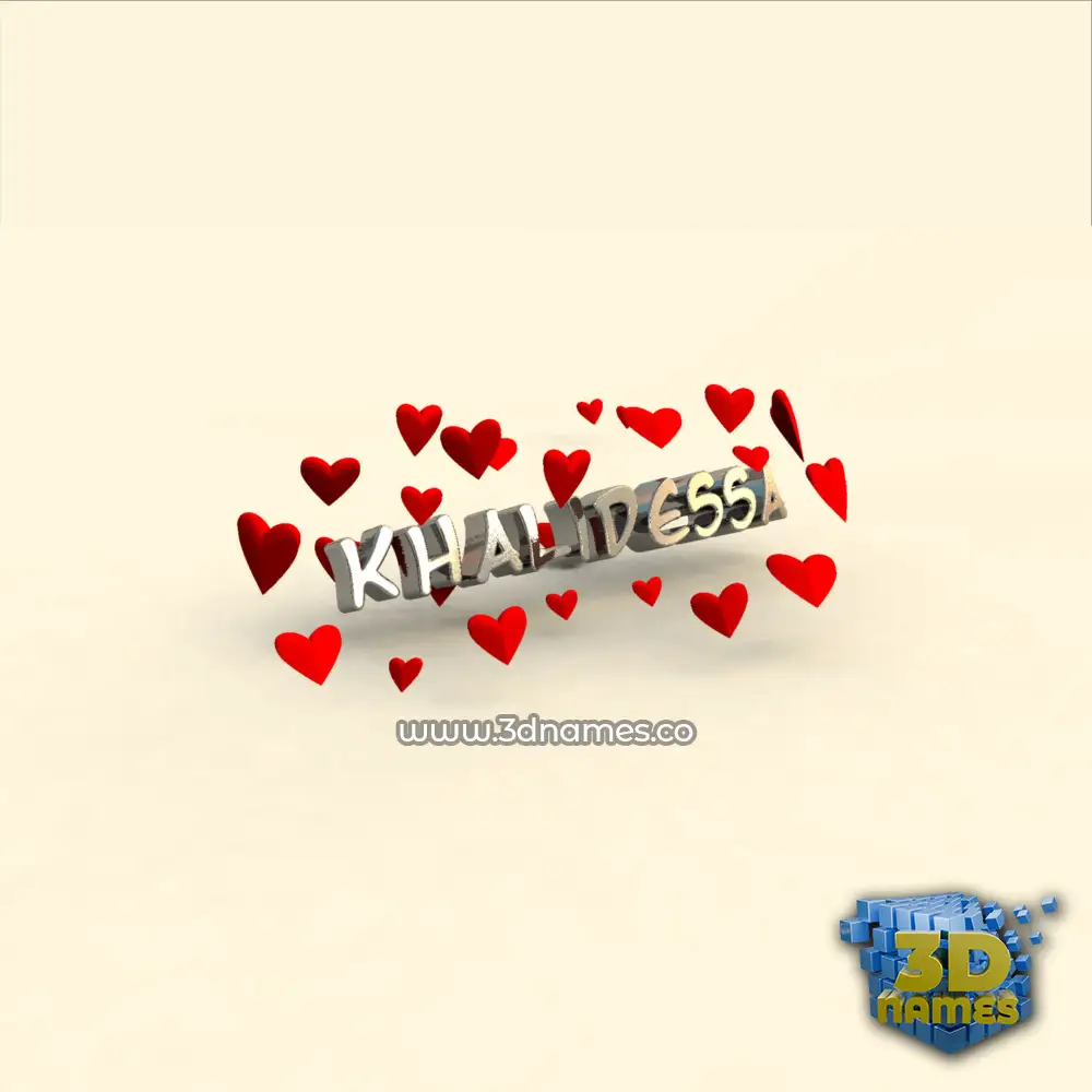 khalidessa in In Love style - 3D name wallpaper