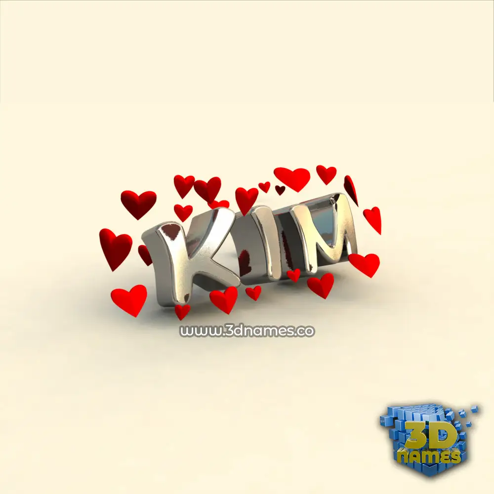 kim in In Love style - 3D name wallpaper