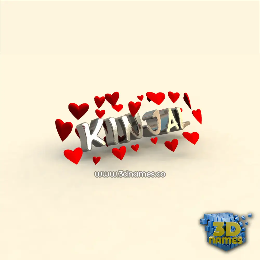 kinjal in In Love style - 3D name wallpaper