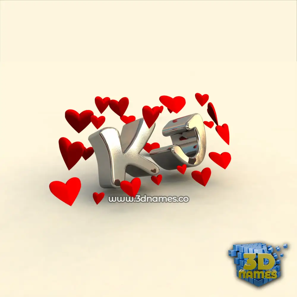 kj in In Love style - 3D name wallpaper