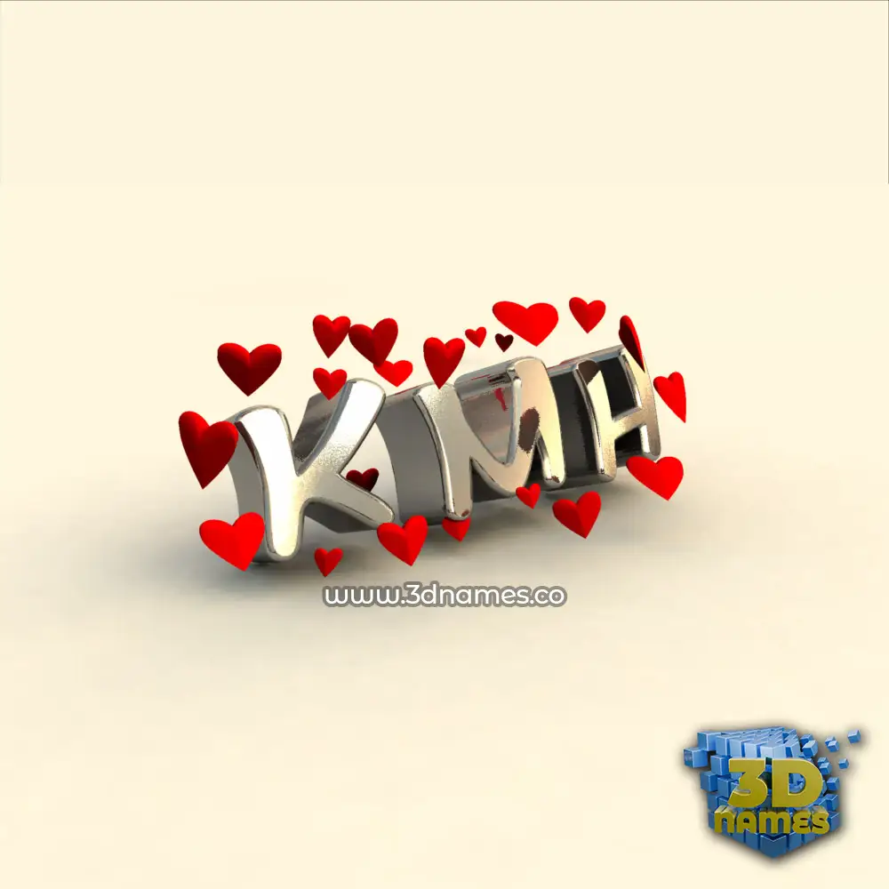 kmh in In Love style - 3D name wallpaper