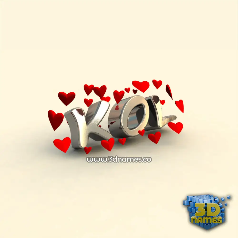 kol in In Love style - 3D name wallpaper