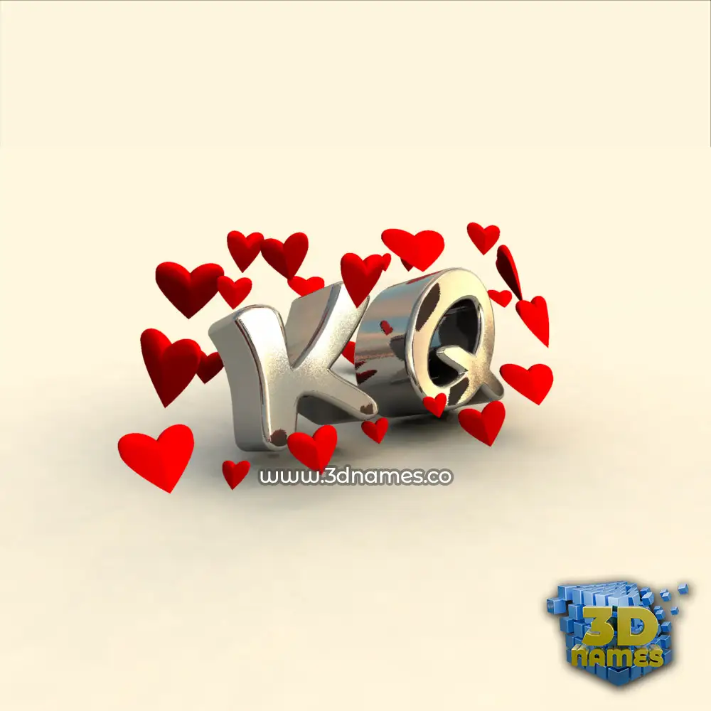 kq in In Love style - 3D name wallpaper