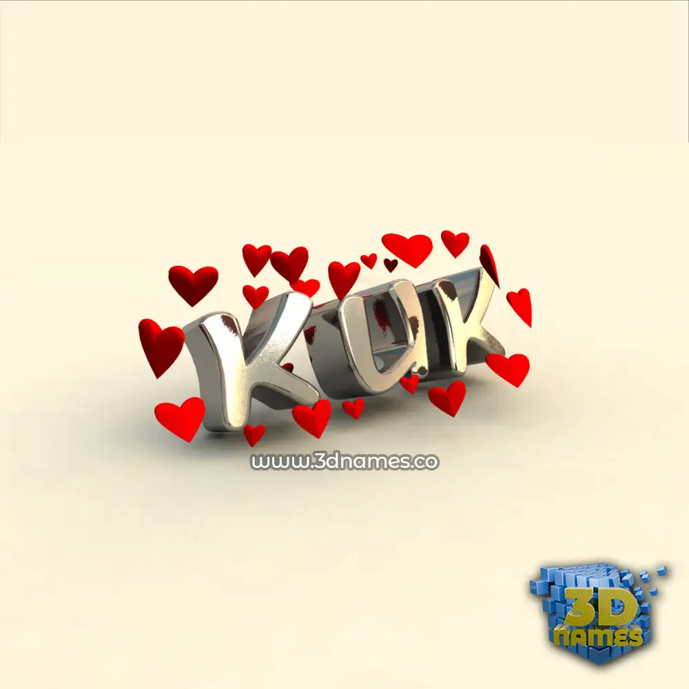 kuk in In Love style - 3D name wallpaper