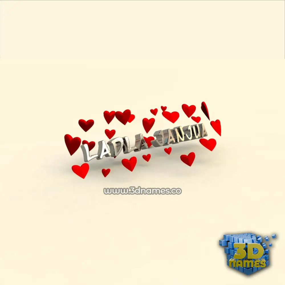 ladla janjua in In Love style - 3D name wallpaper