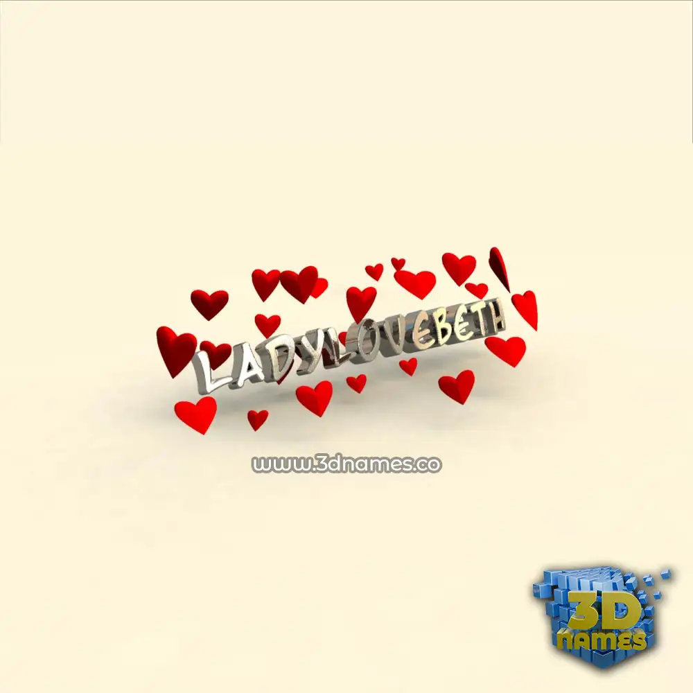 ladylovebeth in In Love style - 3D name wallpaper