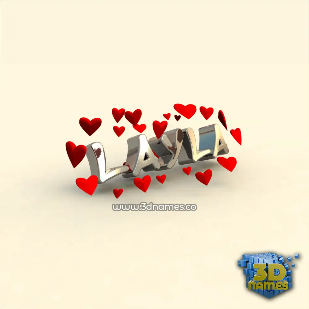 layla in In Love style - 3D name wallpaper
