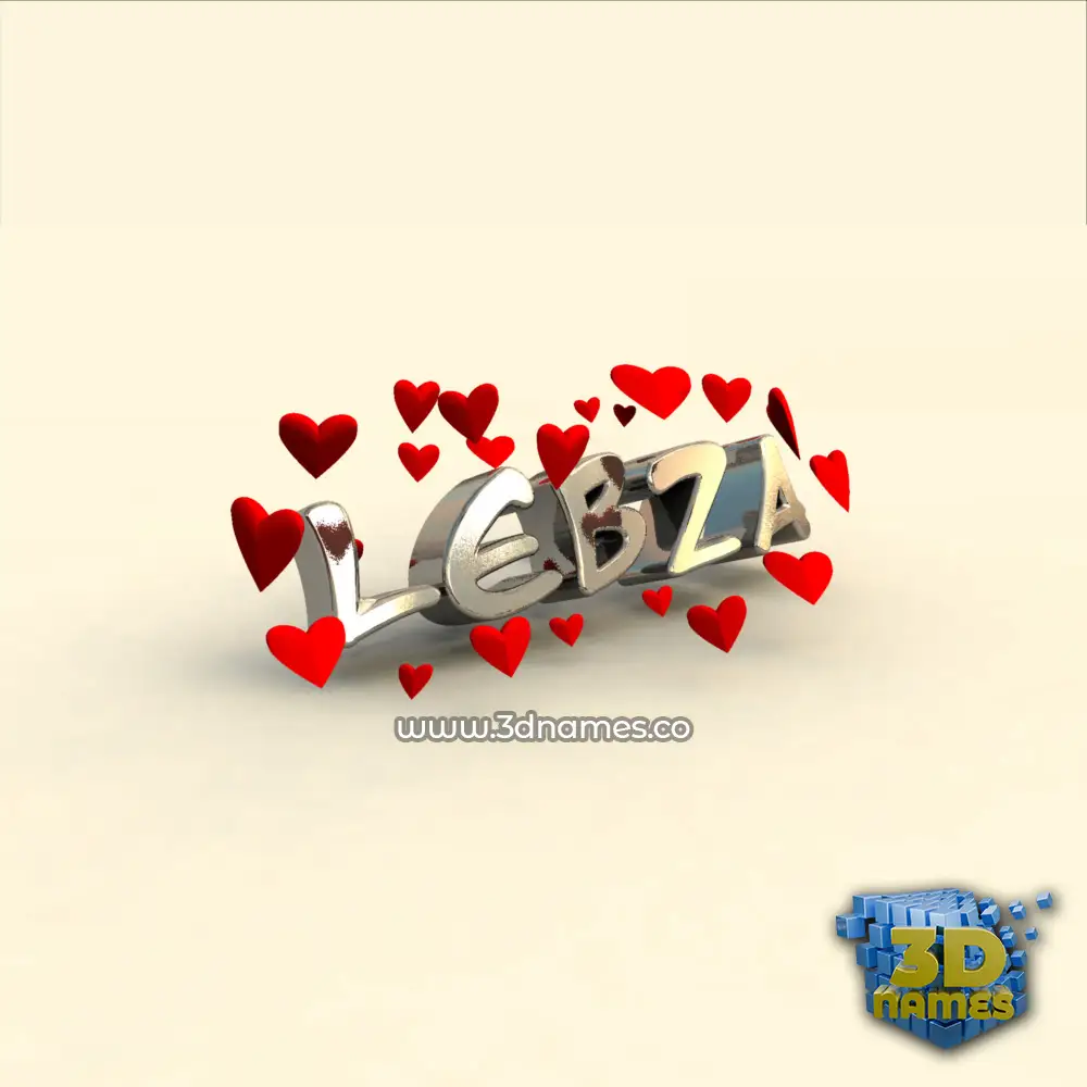 lebza in In Love style - 3D name wallpaper