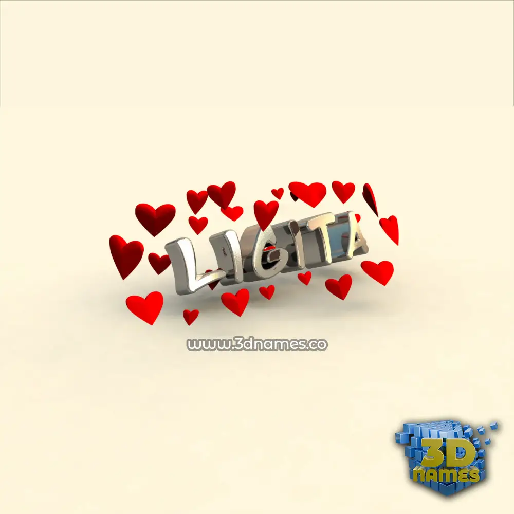 ligita in In Love style - 3D name wallpaper