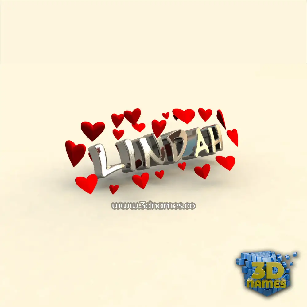 lindah in In Love style - 3D name wallpaper