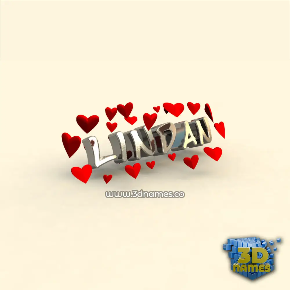 lindan in In Love style - 3D name wallpaper