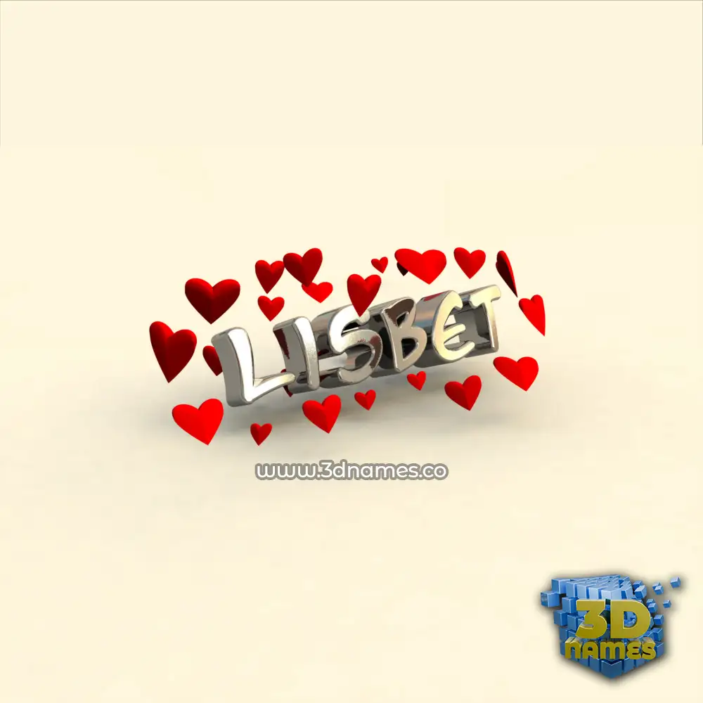 lisbet in In Love style - 3D name wallpaper