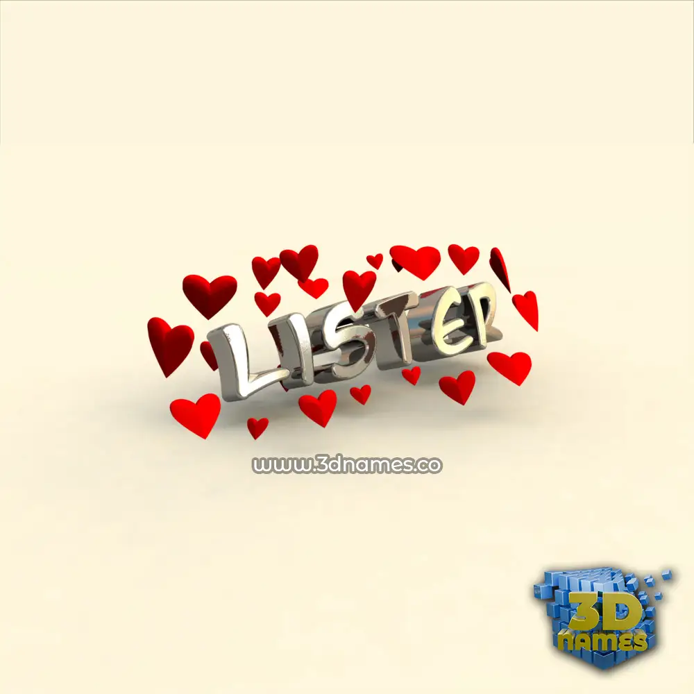 lister in In Love style - 3D name wallpaper