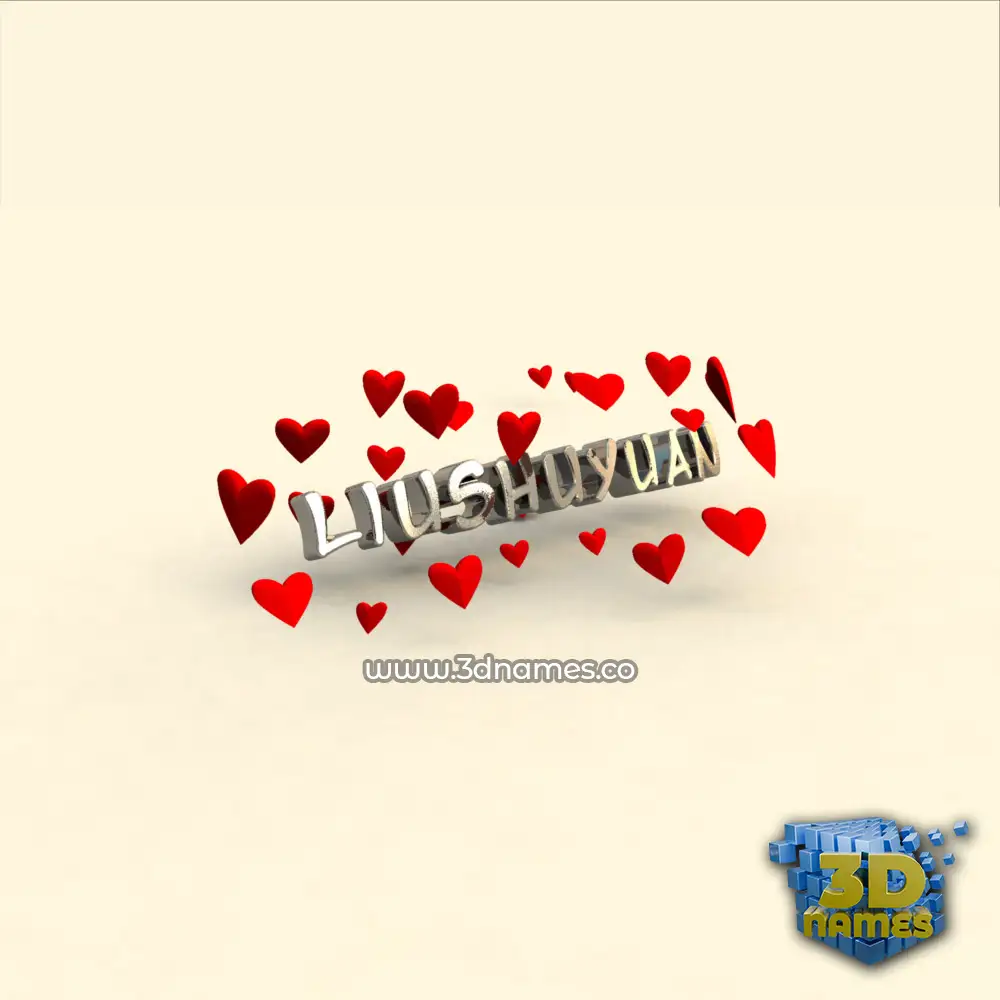 liushuyuan in In Love style - 3D name wallpaper