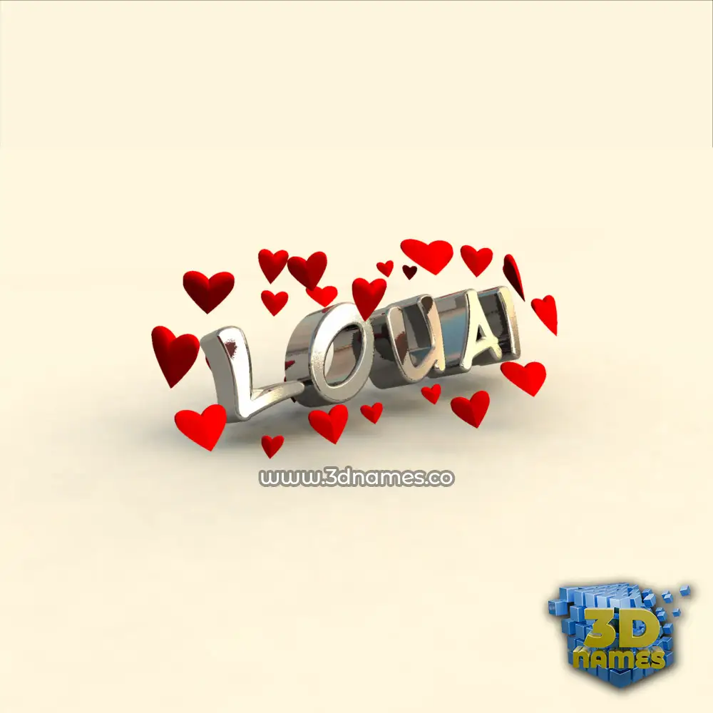 louai in In Love style - 3D name wallpaper