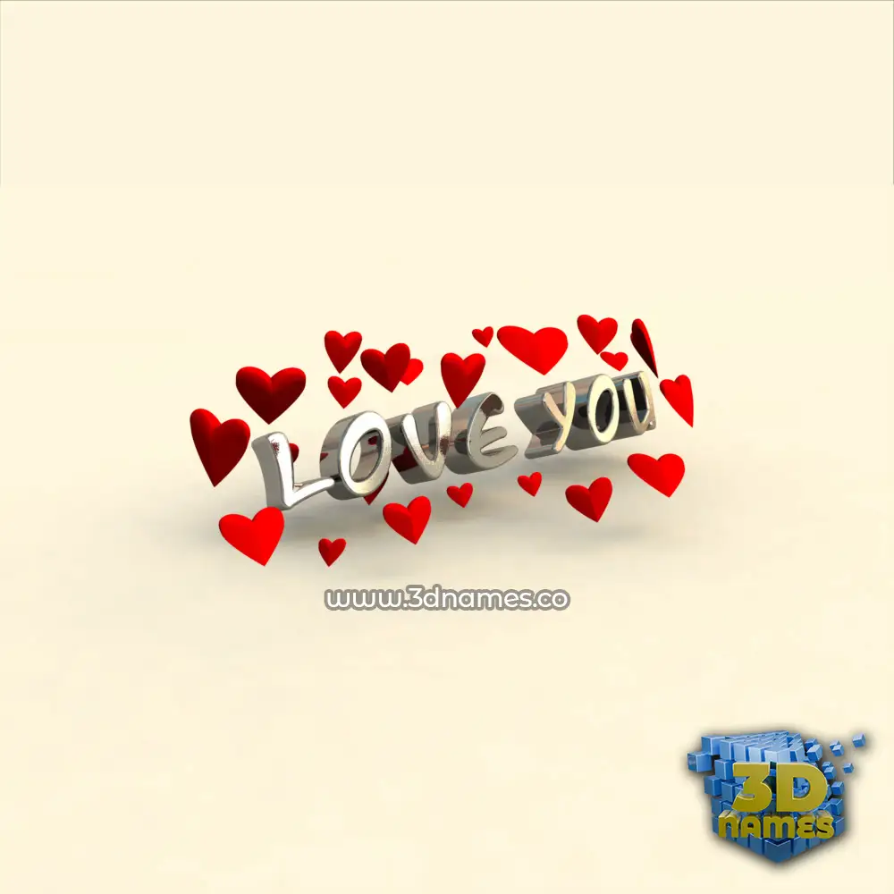 love you in In Love style - 3D name wallpaper