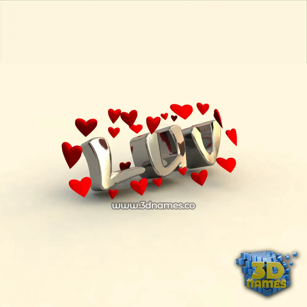 luv in In Love style - 3D name wallpaper