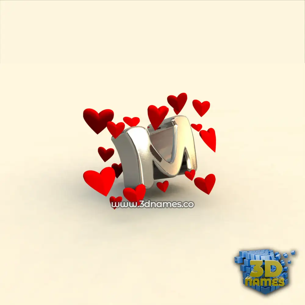 m in In Love style - 3D name wallpaper