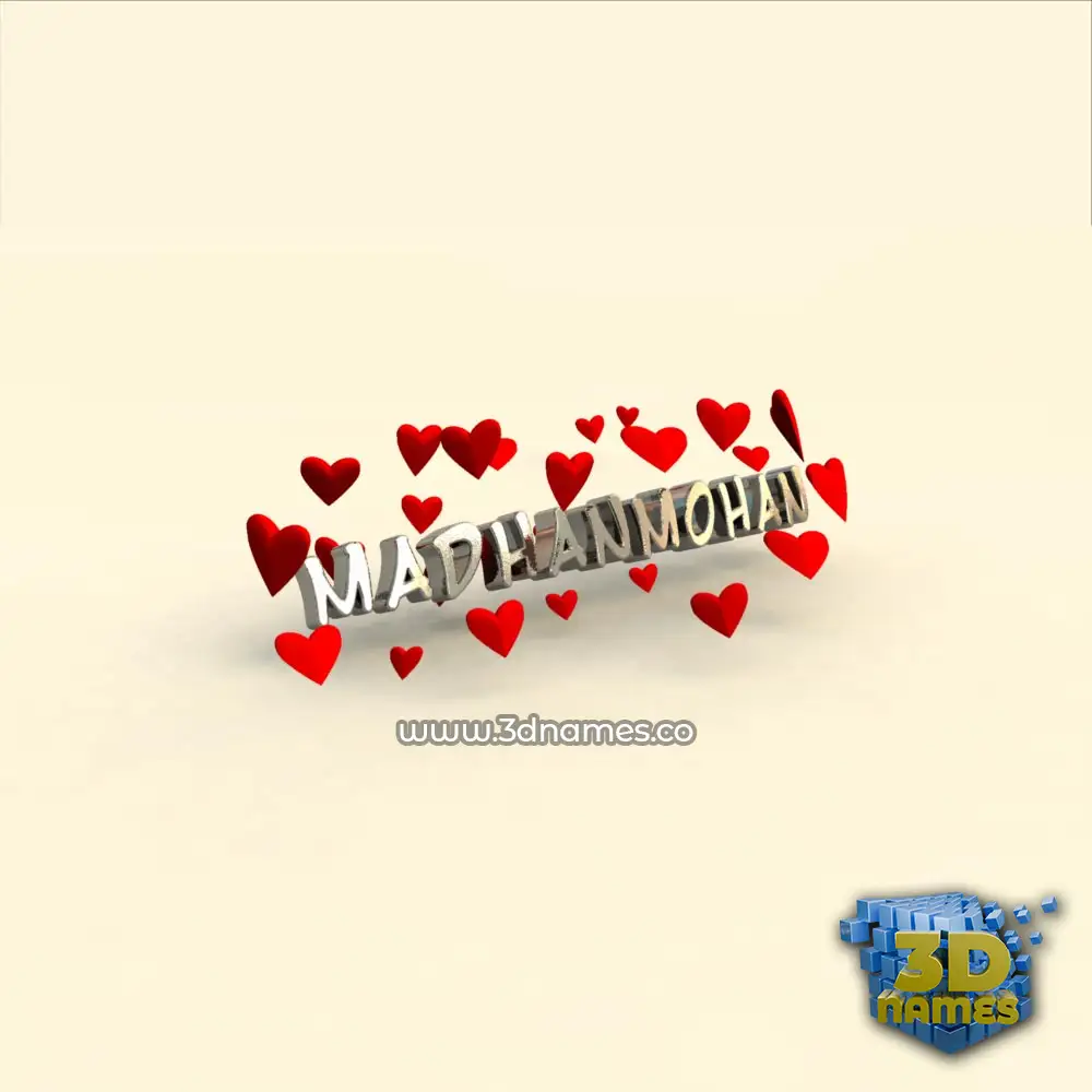 madhanmohan in In Love style - 3D name wallpaper
