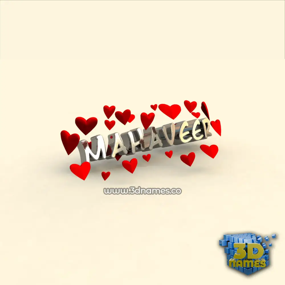 mahaveer in In Love style - 3D name wallpaper