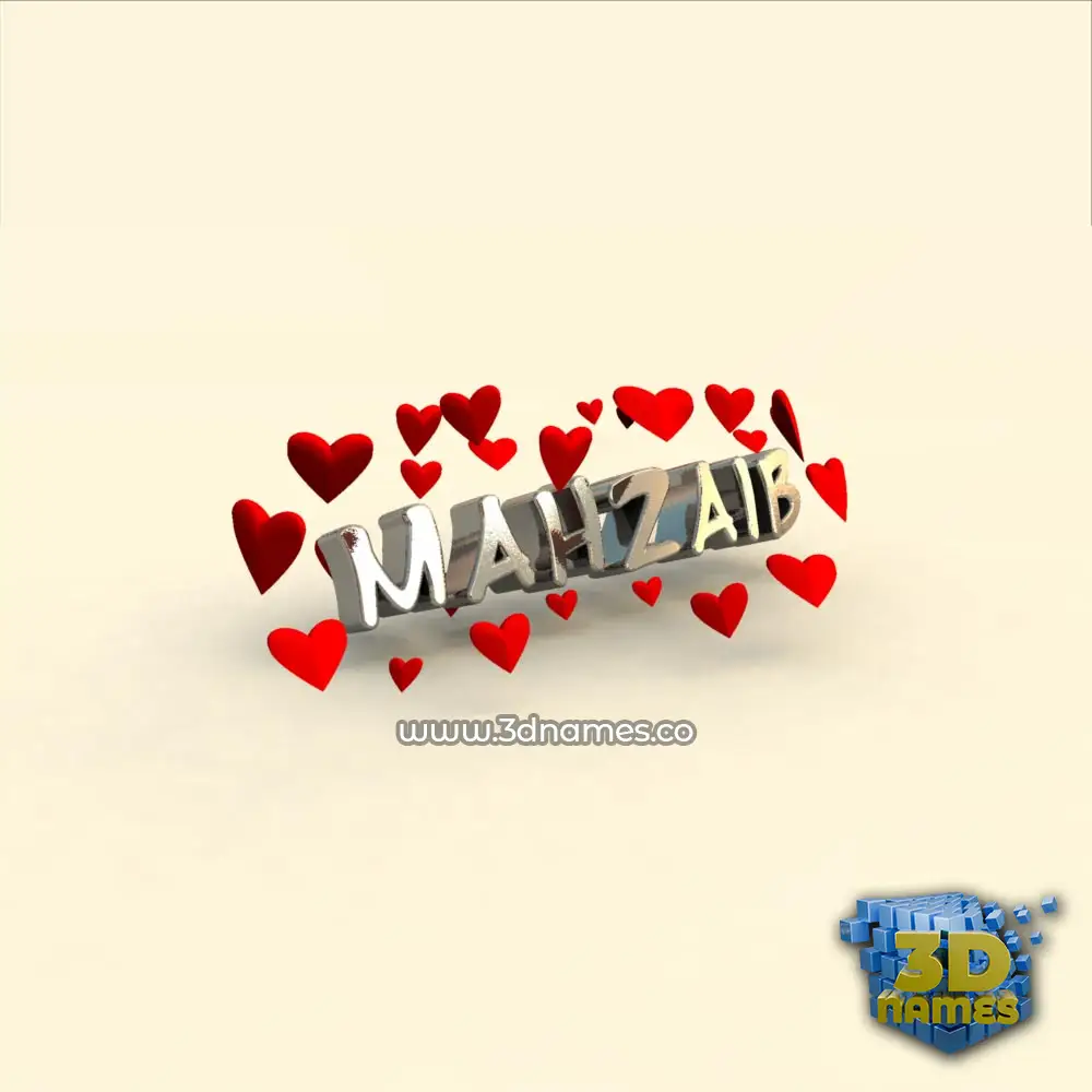 mahzaib in In Love style - 3D name wallpaper