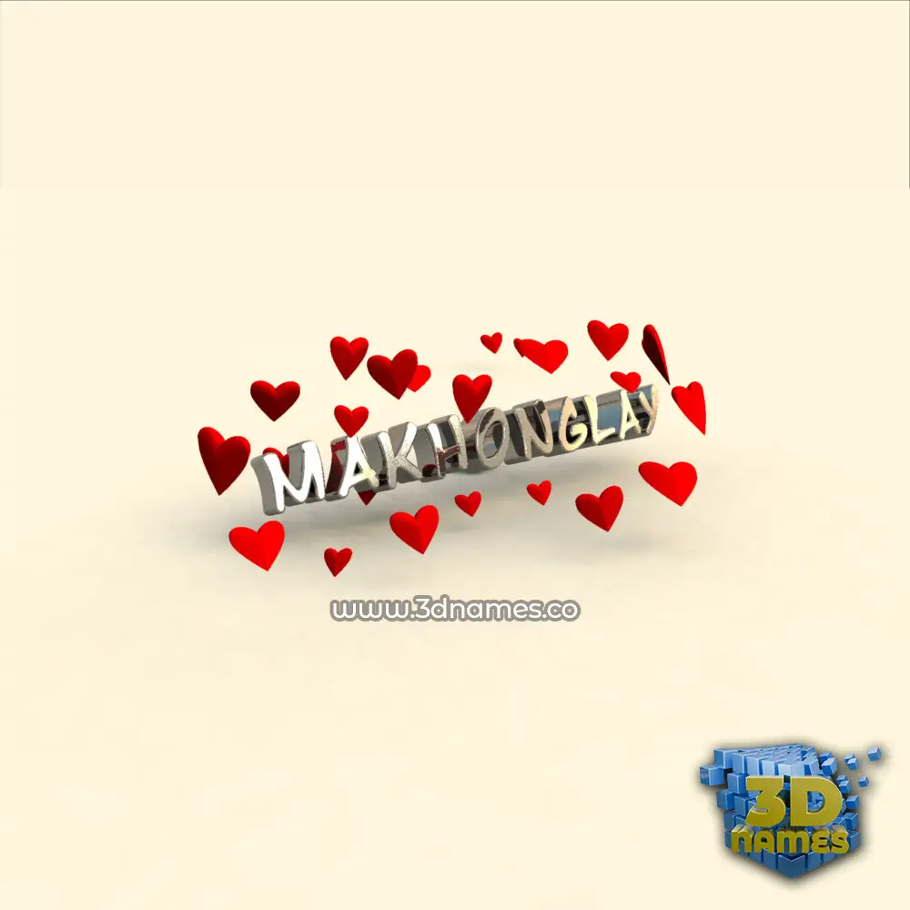 makhonglay in In Love style - 3D name wallpaper