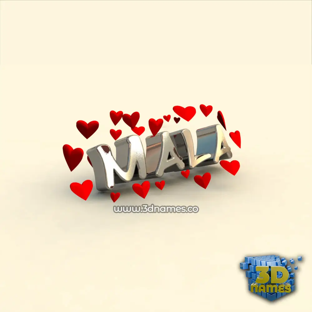 mala in In Love style - 3D name wallpaper