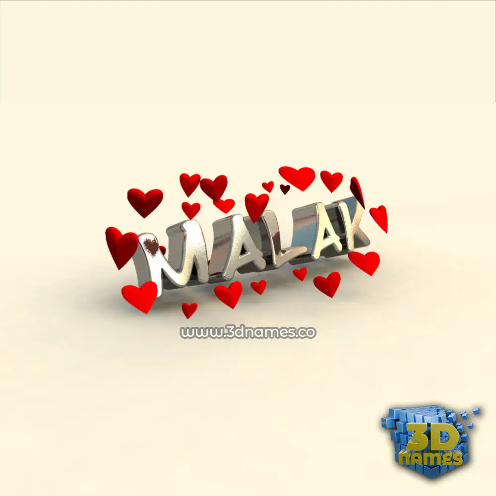 malak in In Love style - 3D name wallpaper