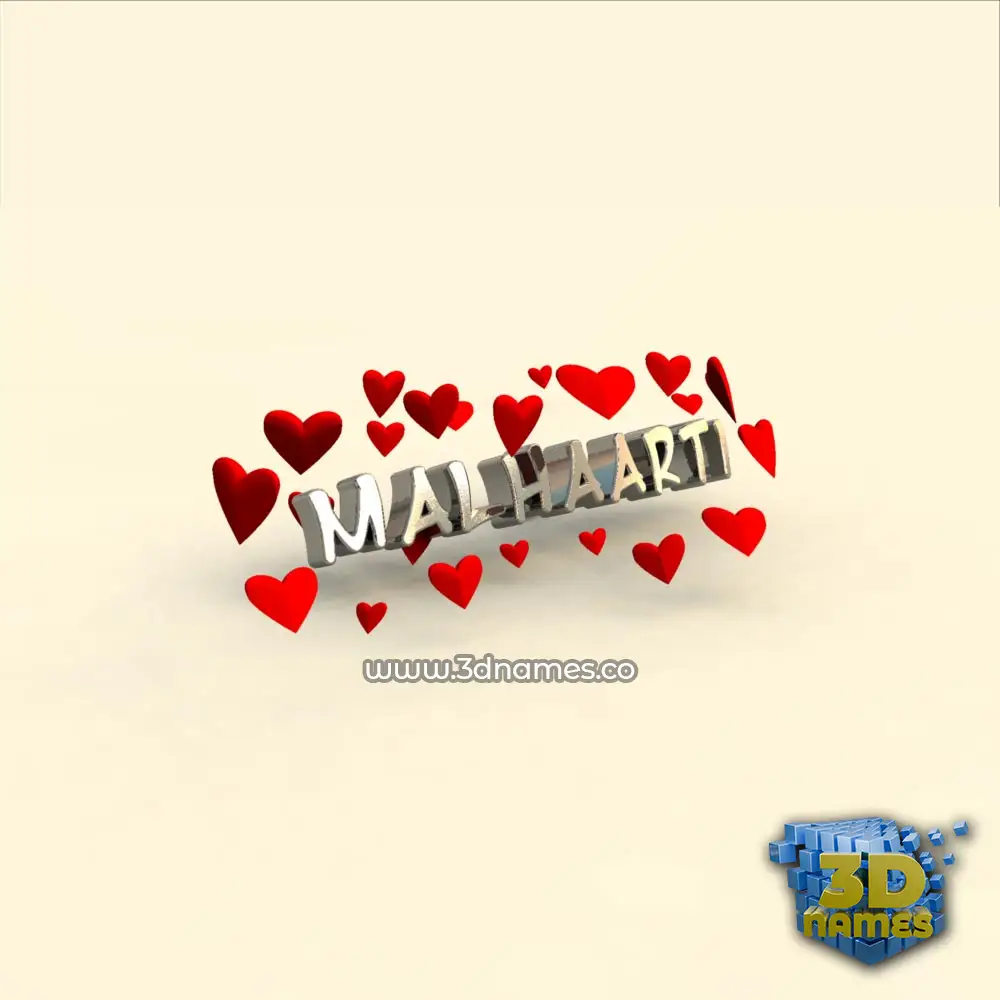 malhaarti in In Love style - 3D name wallpaper