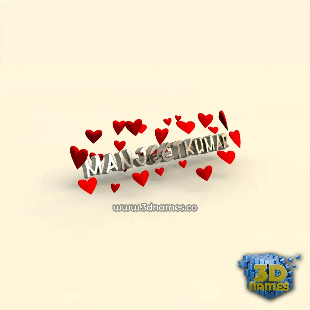 manjeetkumar in In Love style - 3D name wallpaper