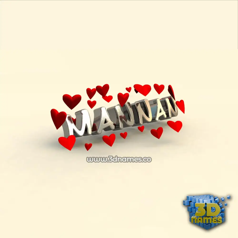 mannan in In Love style - 3D name wallpaper
