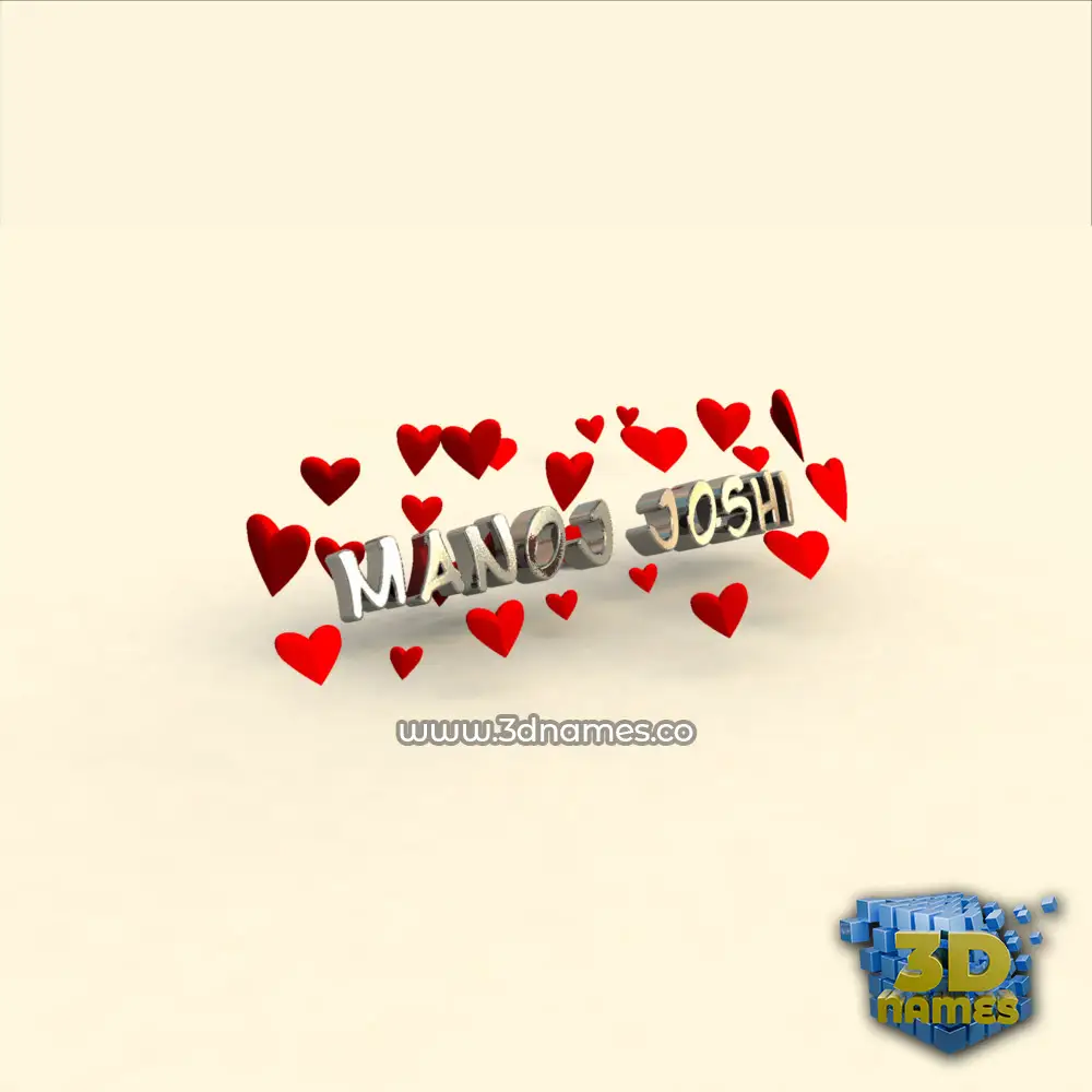 manoj joshi in In Love style - 3D name wallpaper