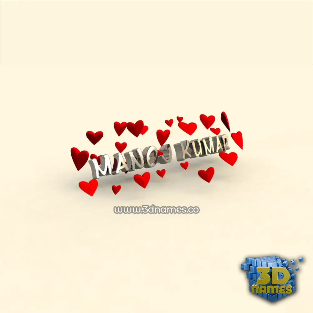 manoj kumar in In Love style - 3D name wallpaper